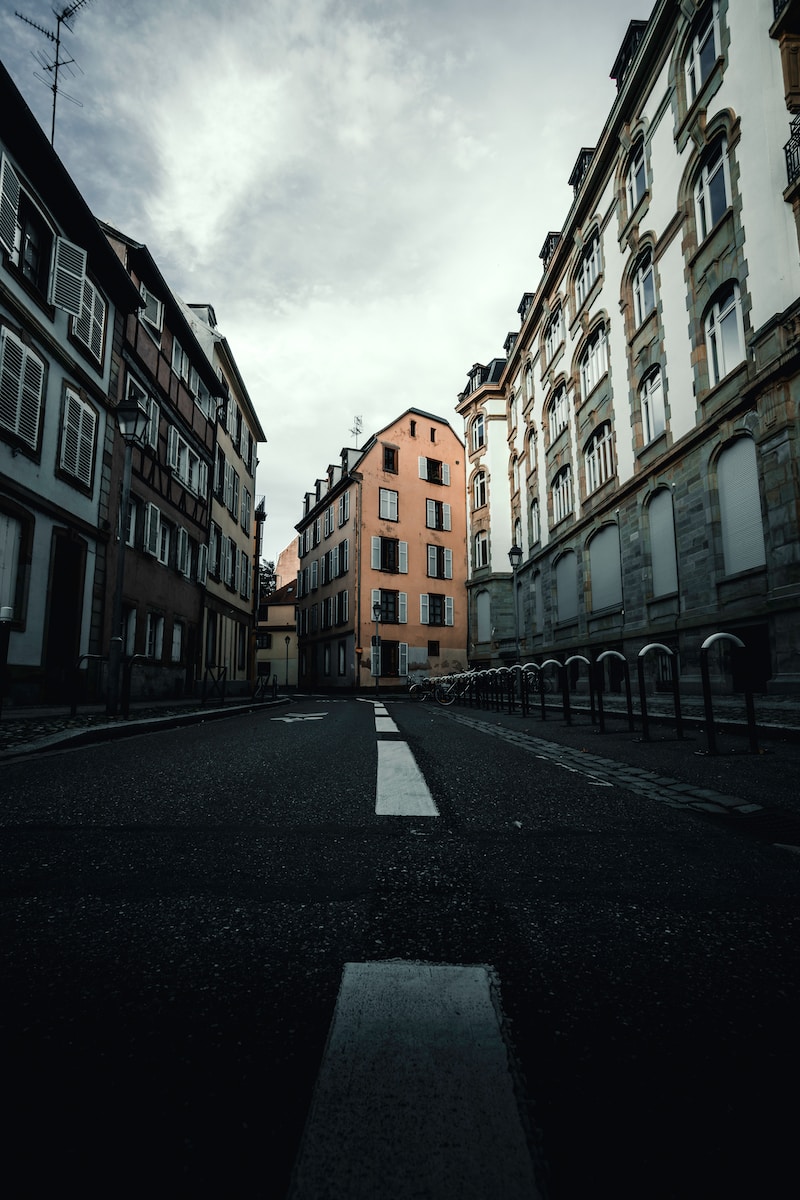 empty road between high rise buildings