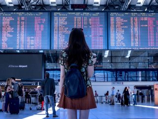 airport, woman, flight